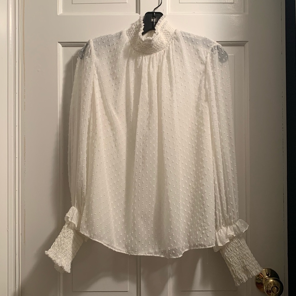 Zara Chenille Smock Neck and Cuffs Blouse